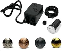 Vista 40 de 2.5" Long Single Outlet On/Off (Black) Air Switch Garbage Disposal Push Button with Cord, Kitchen Sink Top Switch, Garbage Disposal Kit for Waste