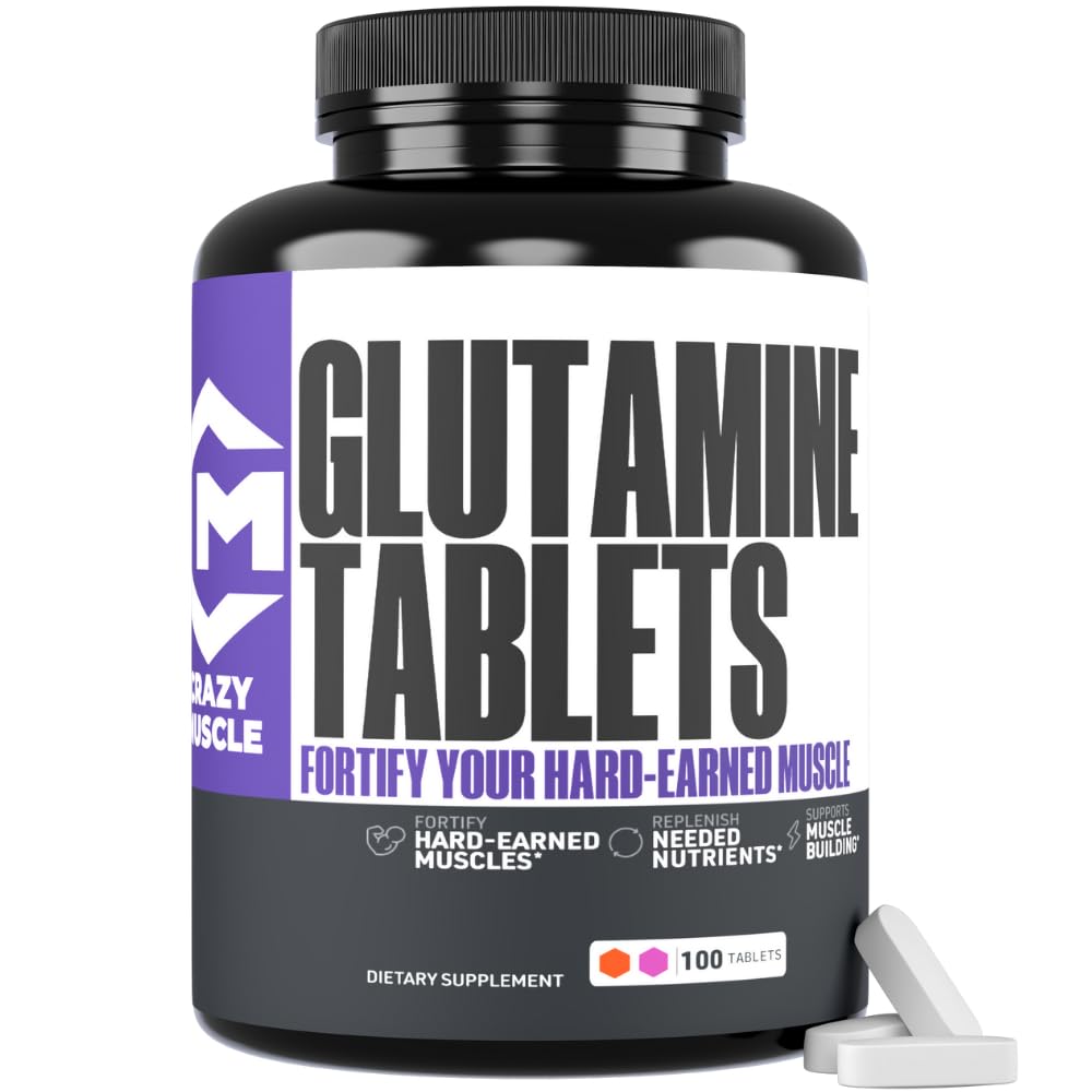 Crazy Muscle Keto Friendly L Glutamine Tablets 1000mg, Post Workout Supplement to Increase Recovery, Decrease Delayed Onset Muscle Soreness, Reinforce Strength Gains & Heal Leaky Gut (100 Pills)