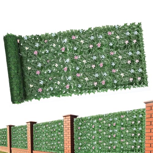 Pantalla de privacidad para valla de hiedra artificial, rollo de setos de hojas sintéticas de 3 x 1 m, realismo con protección UV, telón de fondo verde para balcón, patio, jardín, decoración al aire