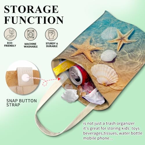 Image of Cute Starfish Car Trash Can, Hanging Car Organizer and Storage Bag, 5L Capacity, Orange, Pink
