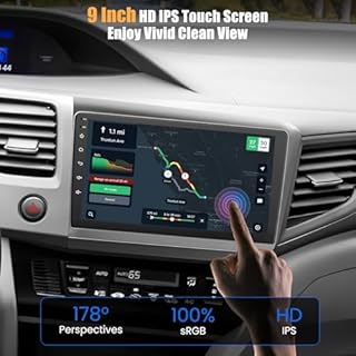 4G+64G Car Radio for Honda Civic 2012-2015 with Wireless Carpaly & Android Auto,9 Inch IPS Touch Screen Car Stereo with GPS Navigation/Bluetooth 5.2/FM/Backup Camera/WiFi/SWC/HiFi