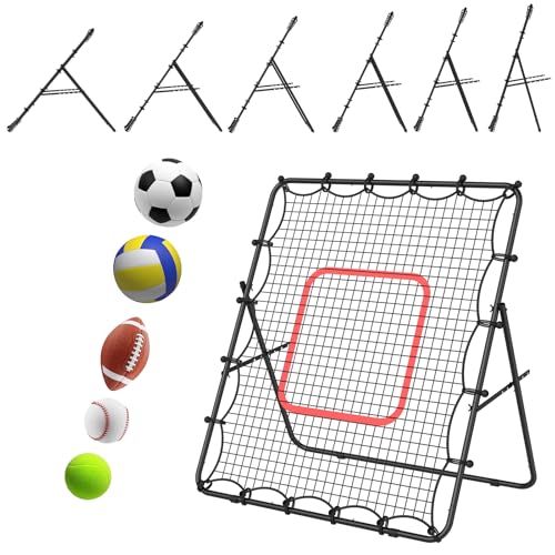 LIANTRAL Volleyball Rebounder Netz, Rebounder für Fußball, tragbares Trainingsgerät für Volleyball, Fußball, Baseball, verstellbares Kickback-Ziel für Schießen, Pass und Kontrolltraining, 1,2 x 1,4 m