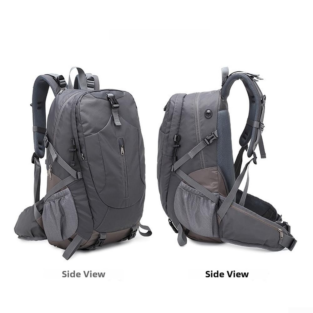 Zaino da trekking di grande capacità, 36-55 l, impermeabile, da viaggio, con copertura antipioggia, per campeggio, trekking, uomo e donna (grigio scuro)