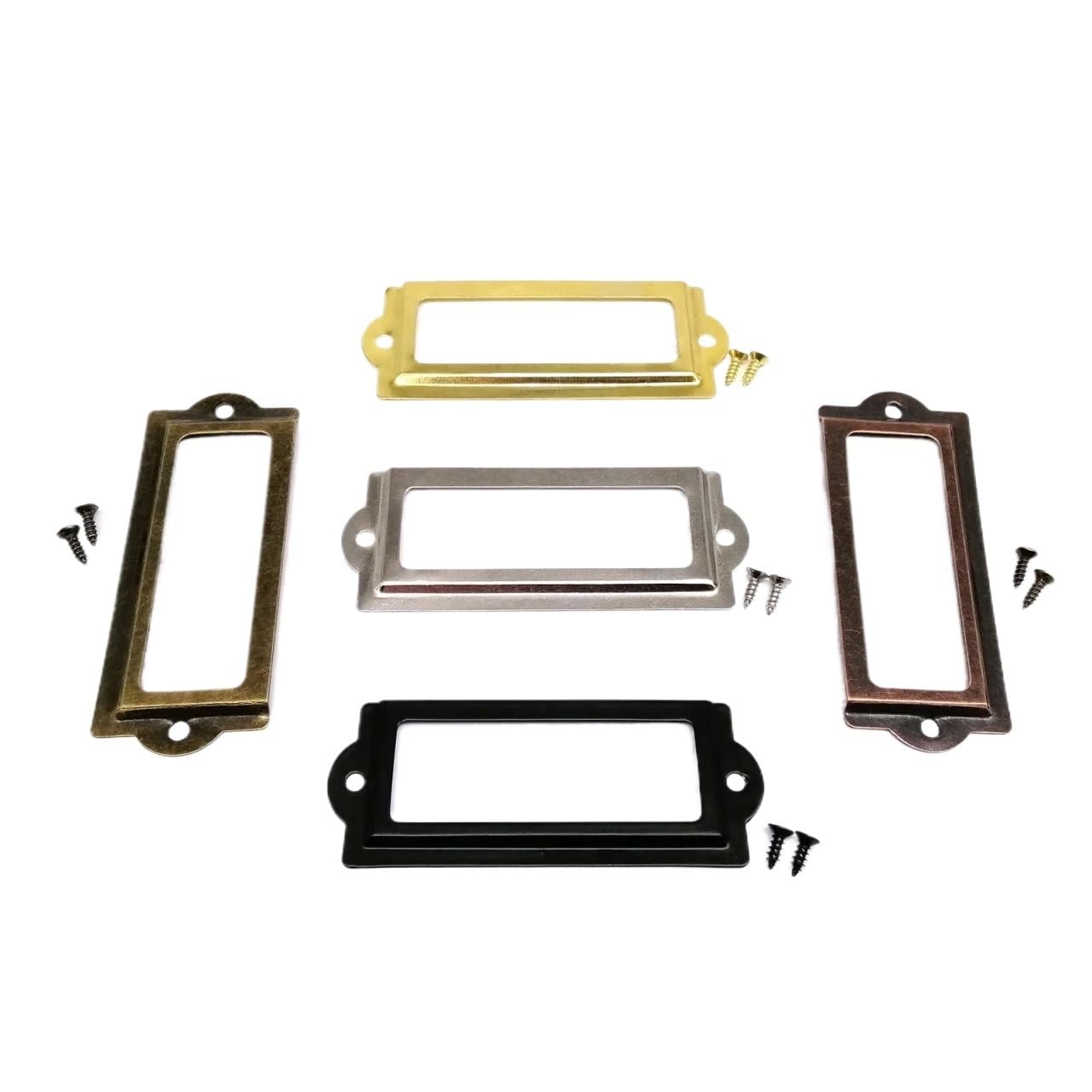 Lot de 120 porte-étiquettes en laiton pour tiroirs, 30 x 83 mm, pour bureau, bibliothèque, bibliothèque (laiton rouge)