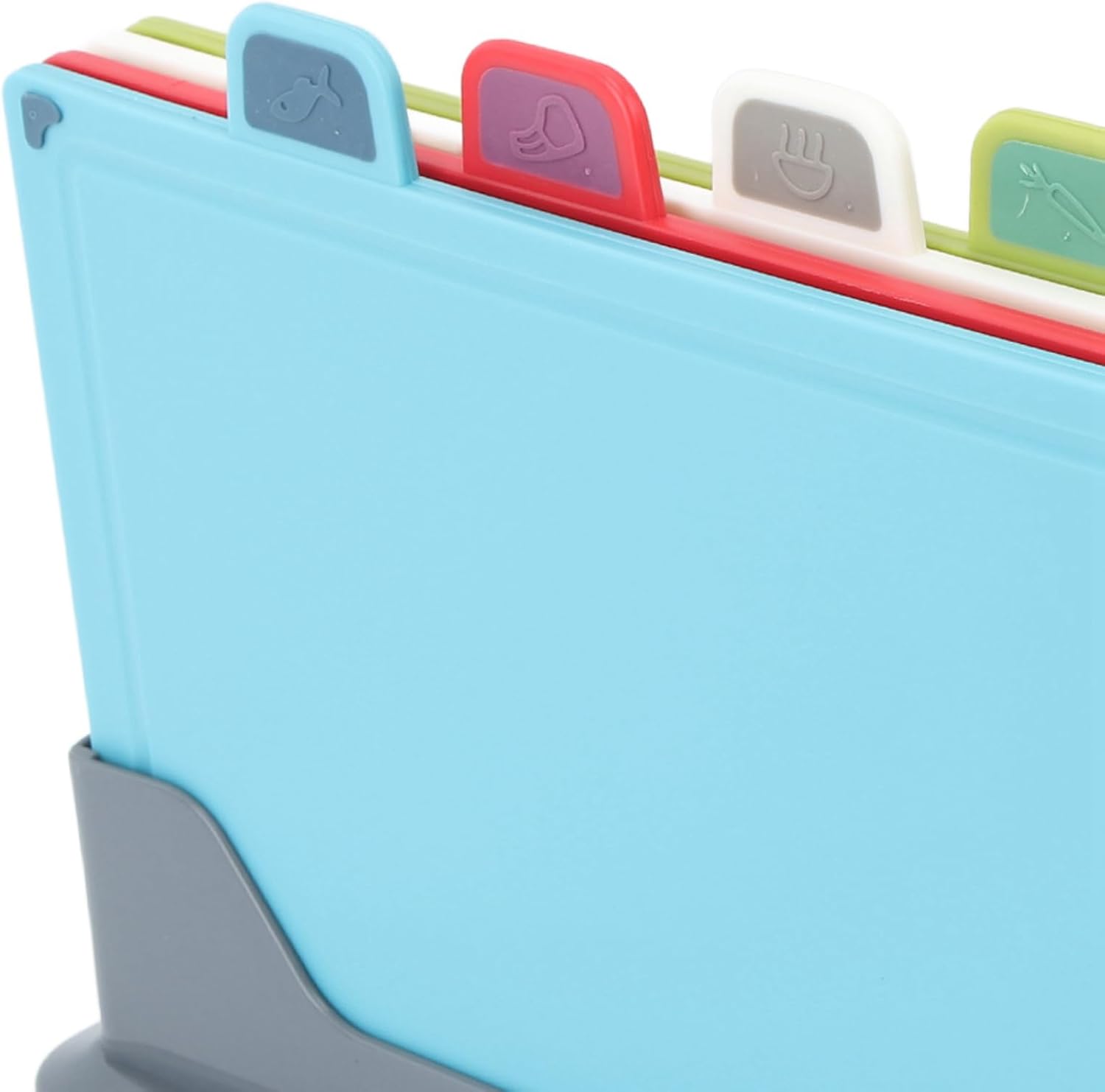 Pongnas 4 Pcs ColorCoded -Slip Plastic Cutting Board Set with Storage Stand for Uncooked and Cooked Foods