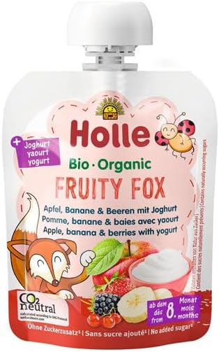 Holle Fruity Fox - Pouch Apple, banana & berries with yogurt, pack of 10