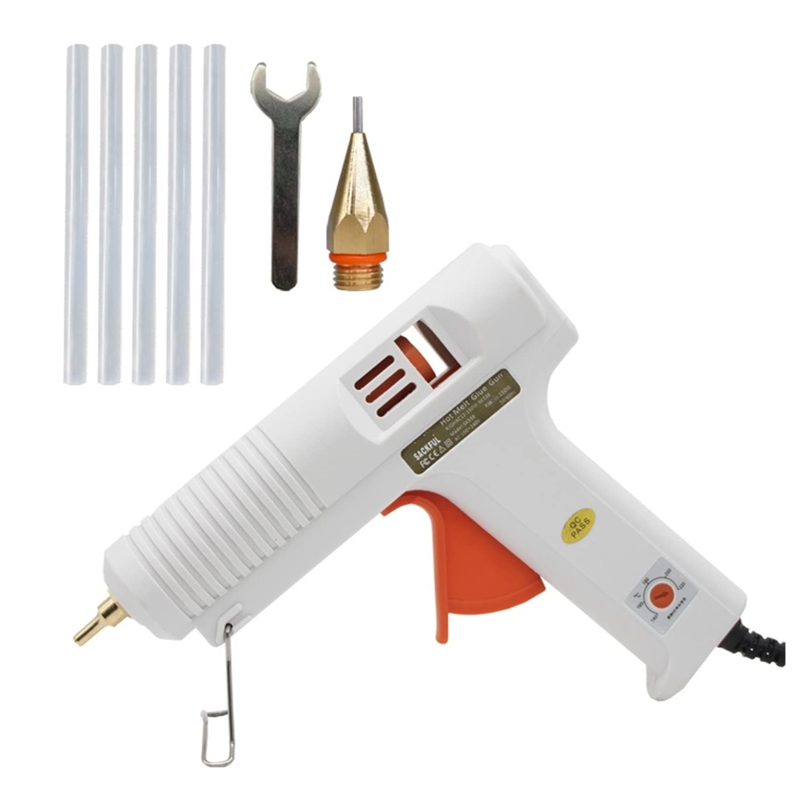 Pistola Per Colla A Caldo Efficiente Pistola for colla a caldo da 150 W Ugello lungo Diametro 1 mm 1,3 mm Piccola apertura Pistola for colla industriale Strumenti di riparazione artigianali fai-da-te