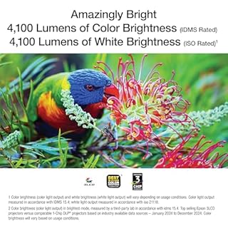 Epson Pro EX9270 Wireless 1080p 3LCD Projector, 4,100 Lumens Colour and White Brightness, Apple AirPlay, Miracast, Stream from Phone and Laptop, 2 HDMI Ports, 1.6X Optical Zoom, Built-in Speaker