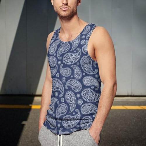 Blue Paisley Bandana Men's Sleeveless T Shirt Muscle Tank Top Tee Graphics Undershirt3