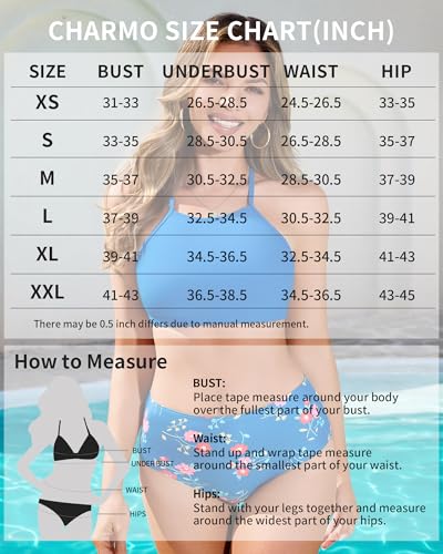 Image of CharmLeaks Women's Bikini Sets High Neck Two Piece Swimsuits Sport Bathing Suits