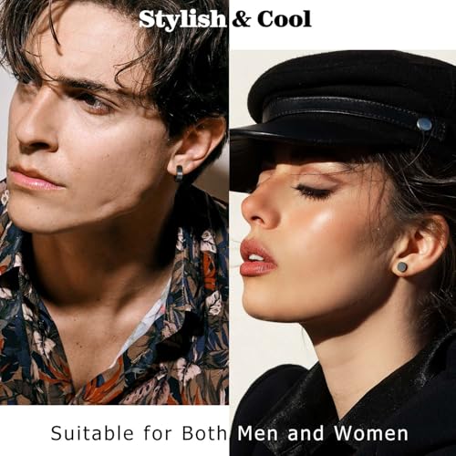 Jstyle 6 Pairs Stainless Steel CZ Stud Earrings for Women Mens Huggie Hoop Earrings Ear Piercing3