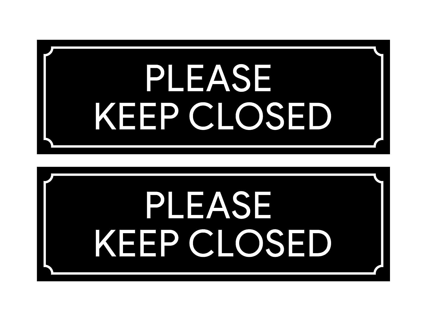 bpa Please Keep Closed Sign | Stickers for Workplace, Doors, Restricted Areas, Garages 8.5" x 2.75" (Set of 2)