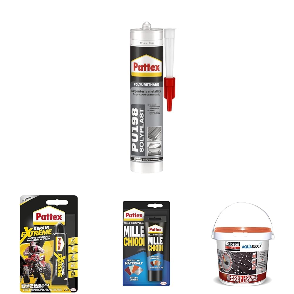 Pattex Sigillante Poliuretanico PU 198, Sigillante per Lattoneria, Carpenteria Metallica, Costruzioni Metalliche, Impianti di Condizionamento, Auto e Nautica, Carrozzeria, Grigio, Cartuccia da 310ml