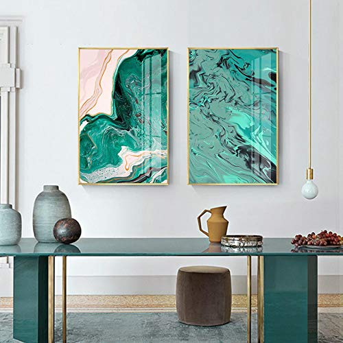 Imprimer sur toile marbre vert et rose affiche nordique salon 40x60cm