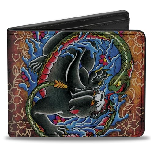 Buckle-Down Men's Standard PU Bifold Wallet-TJ-Panther, Multicolor, 4.0