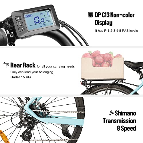 Accolmile 28 inch 700C dames Stads-Ebike met 250W M200 Koppel Middenmotor, Urban Trekking Elektrische Fiets Pedelec voor… - Afbeelding 7