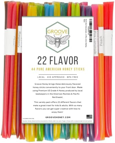 Flavored Honey Sticks - Farm Fresh US Honey Packets for Tea, Travel, Kids - Variety Flavors