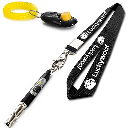 Luckywoof Dog Whistle to Stop Barking with Adjustable High Pitch Frequency & Loud Clicker for Training