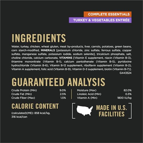 Image of Purina Pro Plan Complete Essentials Turkey and Vegetables Entree In Wet Dog Food Gravy - (Pack of 12) 13 oz. Cans