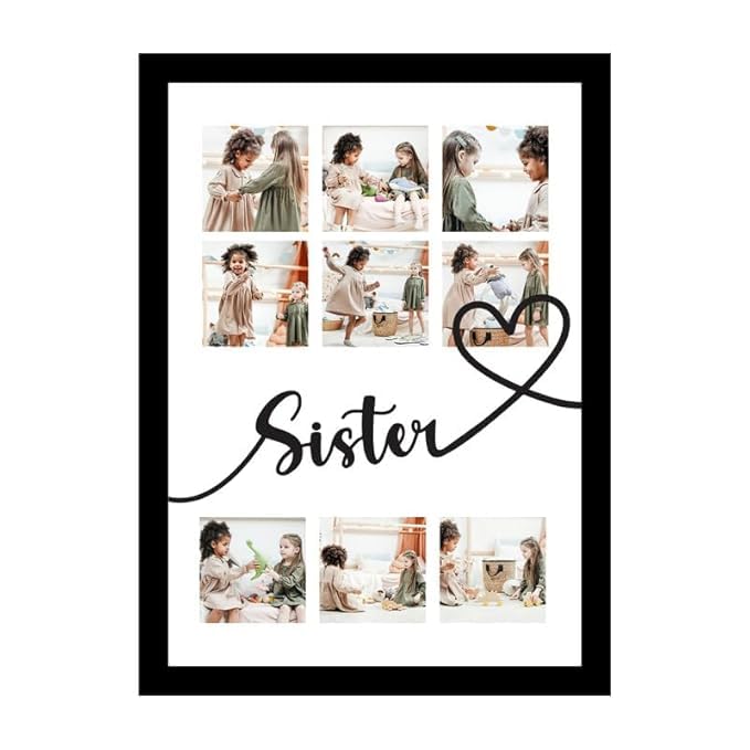 Image of Art Street Customized Sister with 9 Photo Collage print for Mother, Dad Gifts Photo Frame With Photo Upload, Birthday, Gift for Husband, Couple, Brother, Sister, Rakhi (A4)