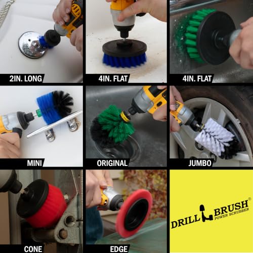 Image of Drillbrush Power Scrubber Attachments - Interior Car Detailing Kit | Car, Kitchen, Boat, and Outdoor Cleaning - Nylon Wheel Brush For Drill - Oven Cleaner Drill Brush Set - Crevice Cleaning Tool