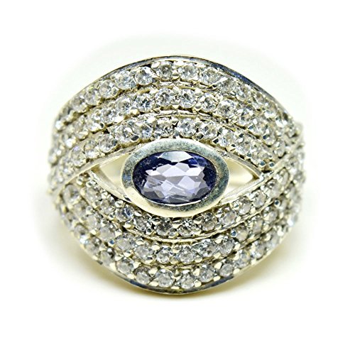 Silver Mixed Bleu anneau argent moderne ajustable pour homme et femme élégante