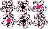 Zebra Print, Black and Hot Pink Flowers Wall Stickers,Decals