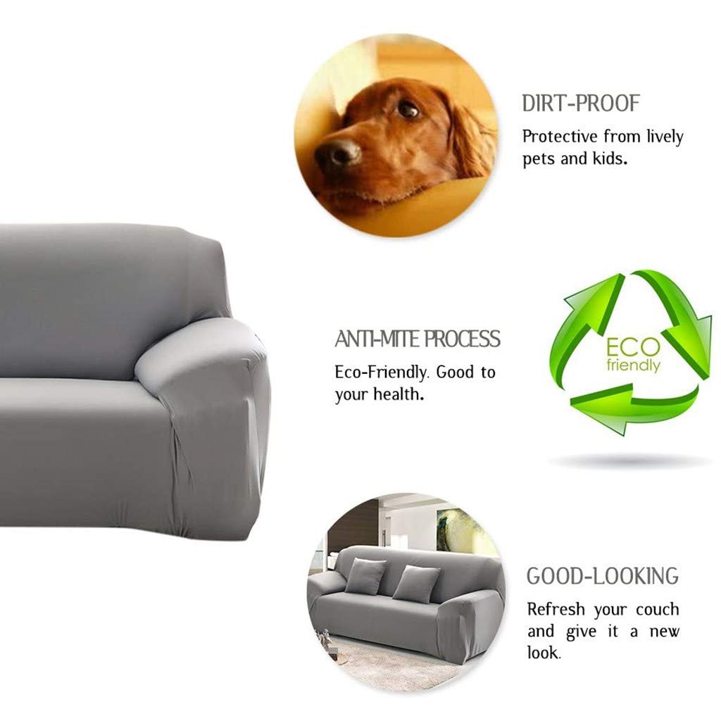 Hiseng Copertura Divano Elasticizzato Chaise Longue Copridivano Angolare Antiscivolo Copridivano Componibile per Divano a Forma di L 2 Pezzi Universale Protettore (Grigio,2 posti + 3 posti)