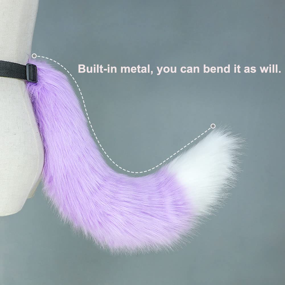Camelliass Fluffy Faux Fur Fox Tail Fancy Dress Animal Tail Cosplay Anime Dress Up Party Costume Accessories (Black) - Image 4