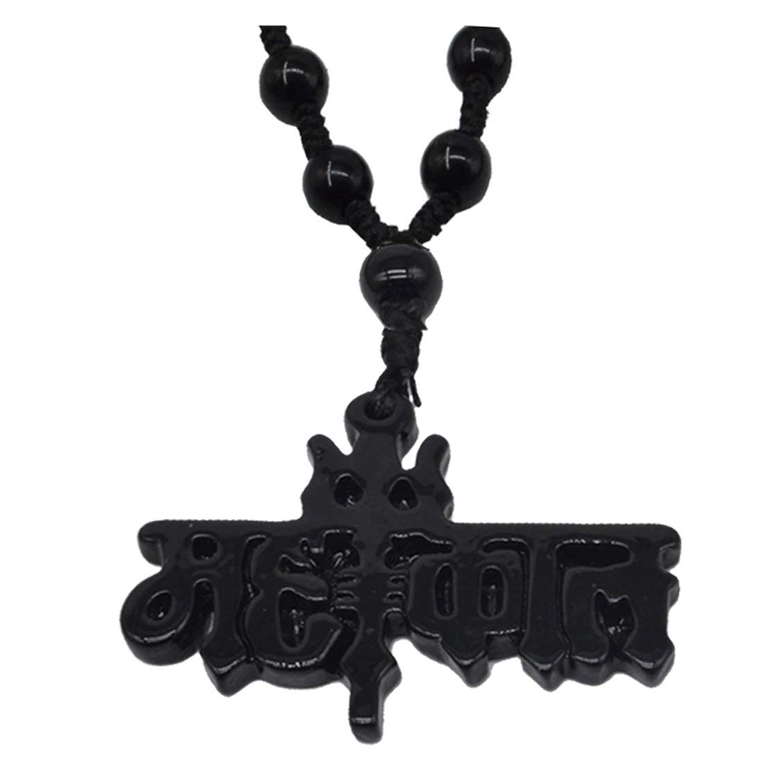 Religious Jewelry Rock Shiv Mahakal Trishul Locket with Crystal Beads Mala Black Crystal & Cotton Dori Necklace Pendant for Men and Women