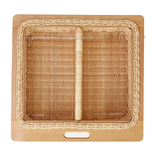 Image of Wicker Rectangular Basket For Modular Kitchen For Vegetables And Fruits Storage (Size: 22.25 W Inches Including Channel) (22.25 inch W X 20 inch L X 8 inch H(Single Partition)),Beige