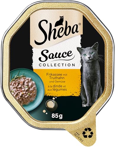 SHEBA Schale Nassfutter für Katzen Sauce Collection Frikassee mit Truthahn und Gemüse 2 x 11 x 85g 2
