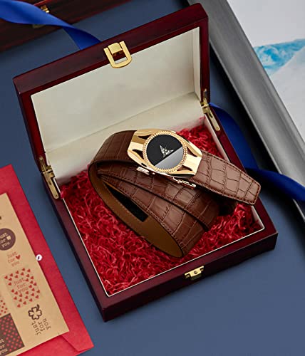 VANNANBA Mens Designer Belts Leather Ratchet Belt Fashion with Gold Black Buckle4