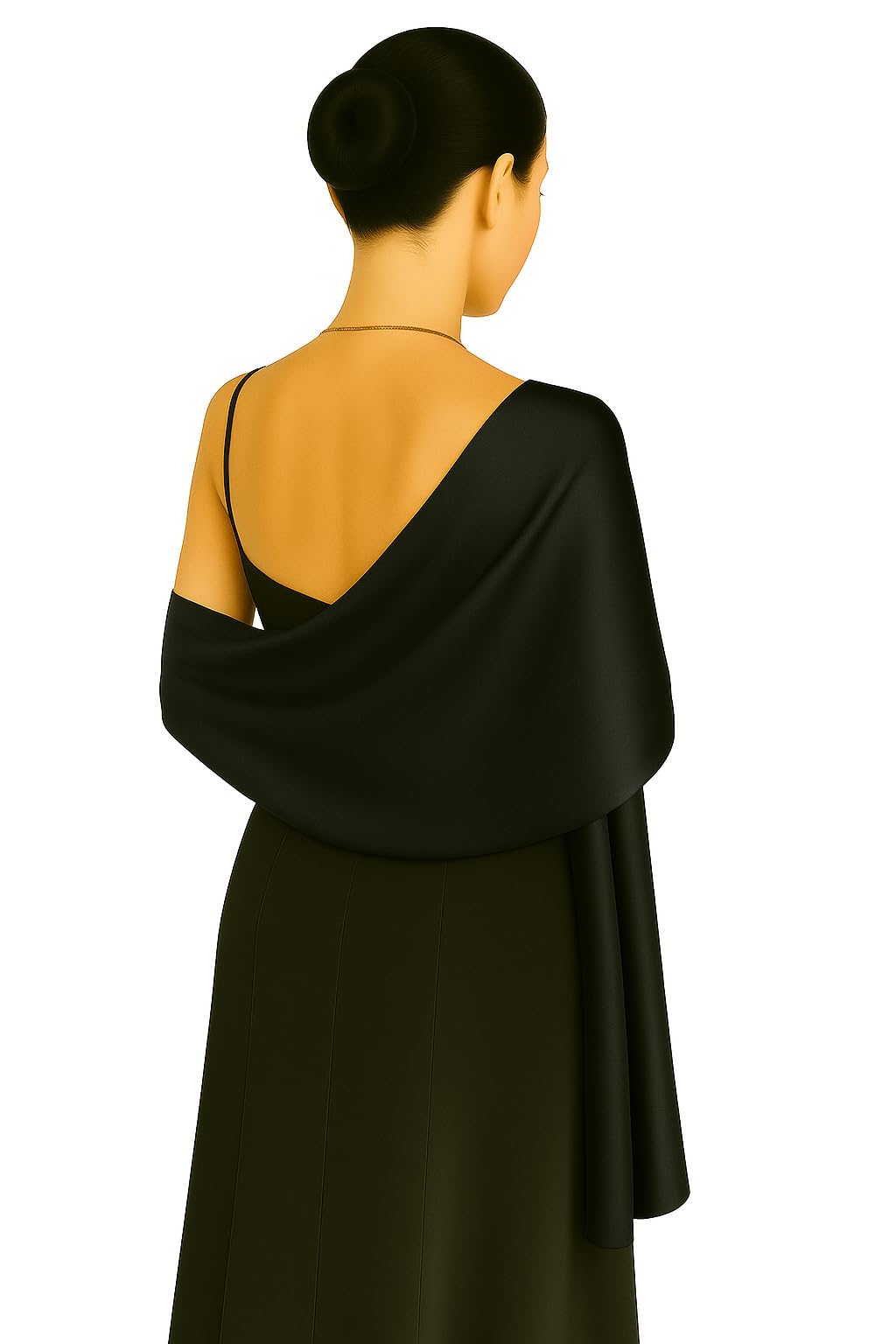 Shanlin Silk Feel Long Satin Patterned & Solid Color Scarves for Women in Gift Box, Solid Color: Black — image 1