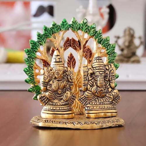 Image of KridayKraft Mini Laxmi Ganesh Murti - Divine Lord Idol for Home & Office Decor, Intricately Designed Pooja Statue & Spiritual Showpiece for Living Room, Bedroom, Temple (Golden)