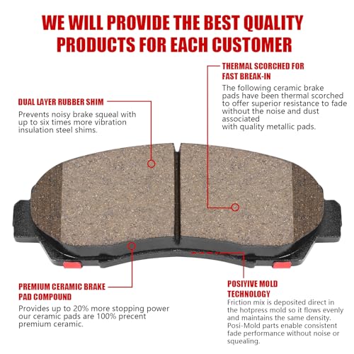 Image of D1521 Front Ceramic Brake Pads Kit Fit For Honda Accord Crosstour 2011, For Crosstour 2012-2015, For CR-V 2012-2016, 2020-2022, For Odyssey 2011-2017, Passport 2019-2023
