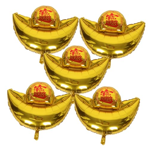 BESPORTBLE 5 Globos de Aluminio Forma de Lingote Grande para Decoración de Fiestas de Año Accesorios para Fotomatón Obsequios para Fiestas y Decoración Cumpleaños