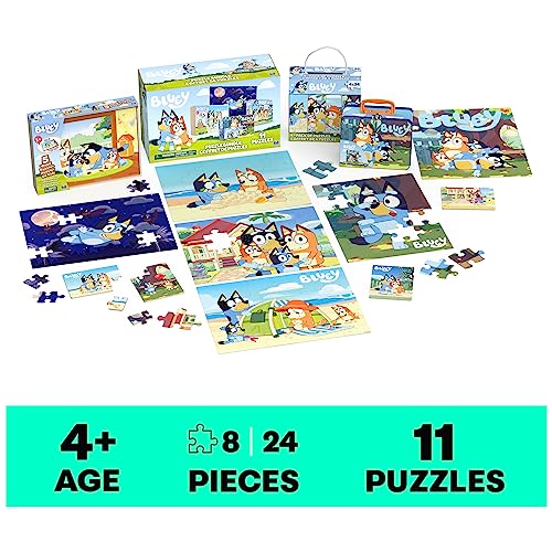 Bluey 11 Puzzle Bundle Set, 8- And 24-Piece Wood, Fuzzy, & Die-Cut Jigsaw Puzzles For Preschoolers And Kids #TOP1