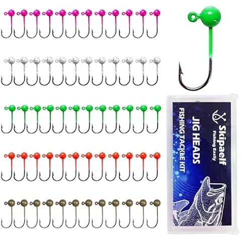 Skipaelf Fly Tying Jigs Kit,Small Jig Heads for Fly Fishing,60pcs Round Ball Crappie Jigs DIY Crappie Trout Tying Flies Ice Fishing 1/80oz 1/32oz 1/28oz 1/16oz Cover