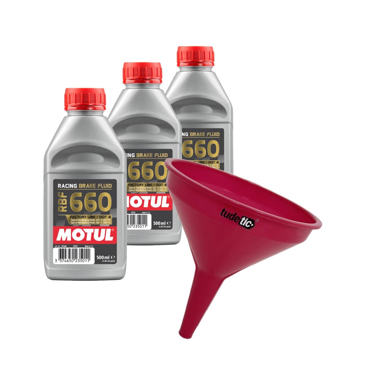 Kit de 2X Líquido de Frenos + Embudo Racing Brake 660 0,5L KT-173