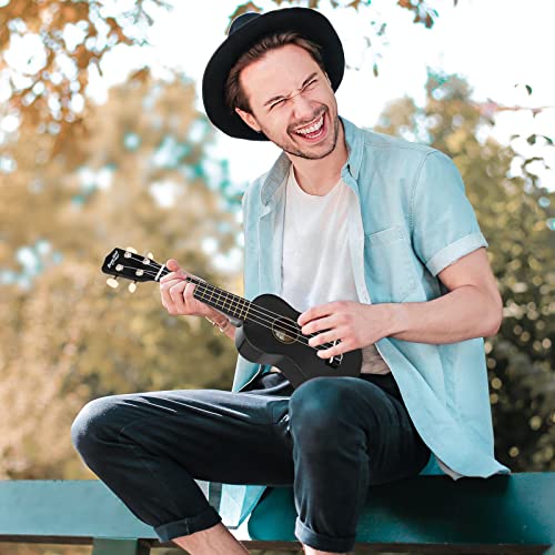 Image of Strong Wind Soprano Ukulele 21 Inch Basswood Ukeleles for Beginners Four Strings Hawaiian Guitar Christmas Ukulele for Adults Teenagers, Black