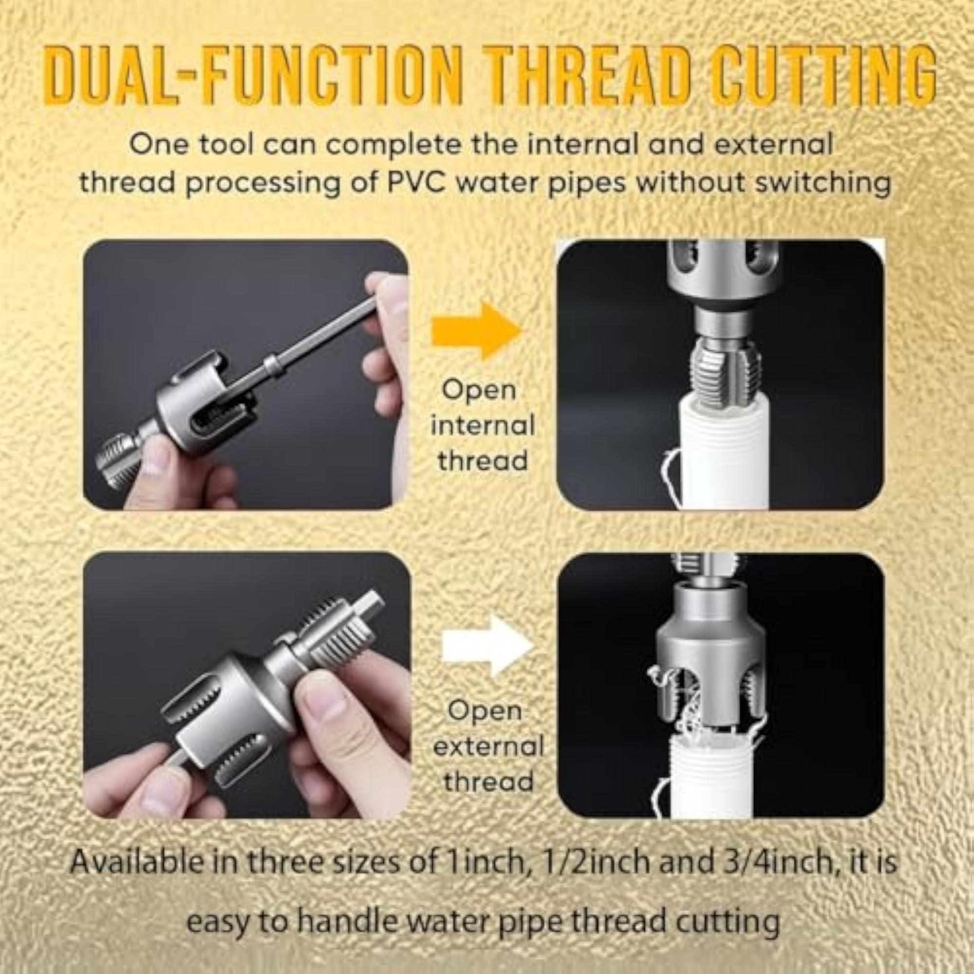 3Pcs PVC Pipe Threading Tool, Essential Set