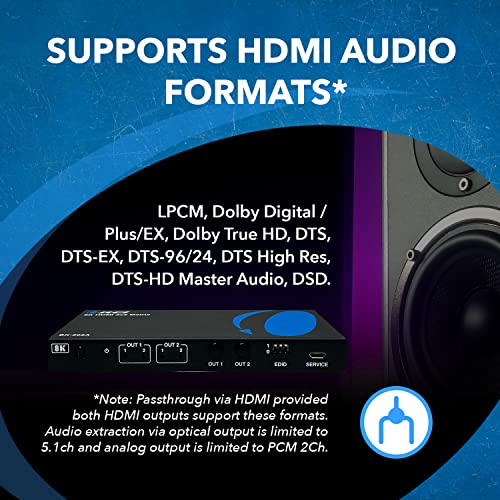 OREI 8K HDMI Matrix Switch 2 X 2, Switcher with Audio Extractor UltraHD Supports Upto 4K @ 120Hz IR EDID HDCP 2.3 - Remote Control (BK-202A) (2x2 - Audio Out) by OREI - Image 4