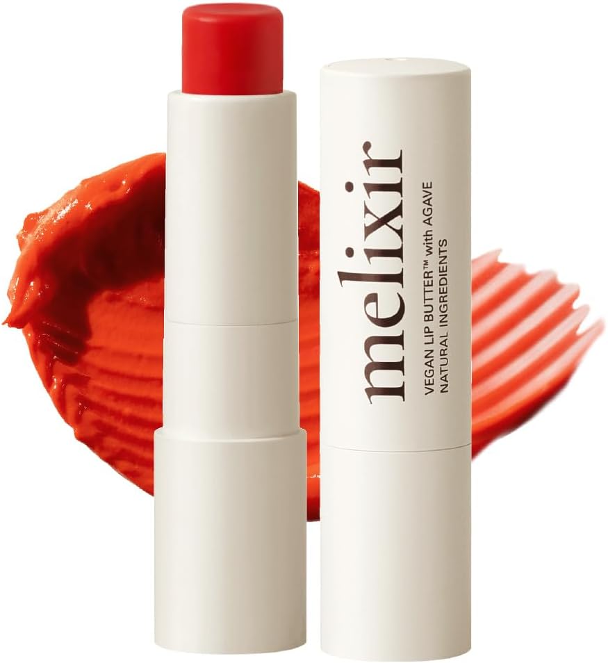 Melixir Vegan Lip Butter (12 Colors), Hydrating Tinted Lip Balm Stick, Petrolatum-Free, Plant-Based Korean Lip Care, Moisturizes Dry Lips With Shea Butter, Sheer & Natural Finish - #08 Havana