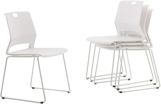 Sidanli Waiting Room Chairs, White Reception Chairs with Strong Frame-Set of 4
