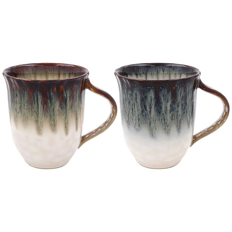 Lesser & Pavey Reactive Glaze Mugs Set of 2 | Ceramic Coffee Mugs Set for Home or Work | Designed By Elements | Lovely Mugs for Tea, Coffee & Hot Drinks