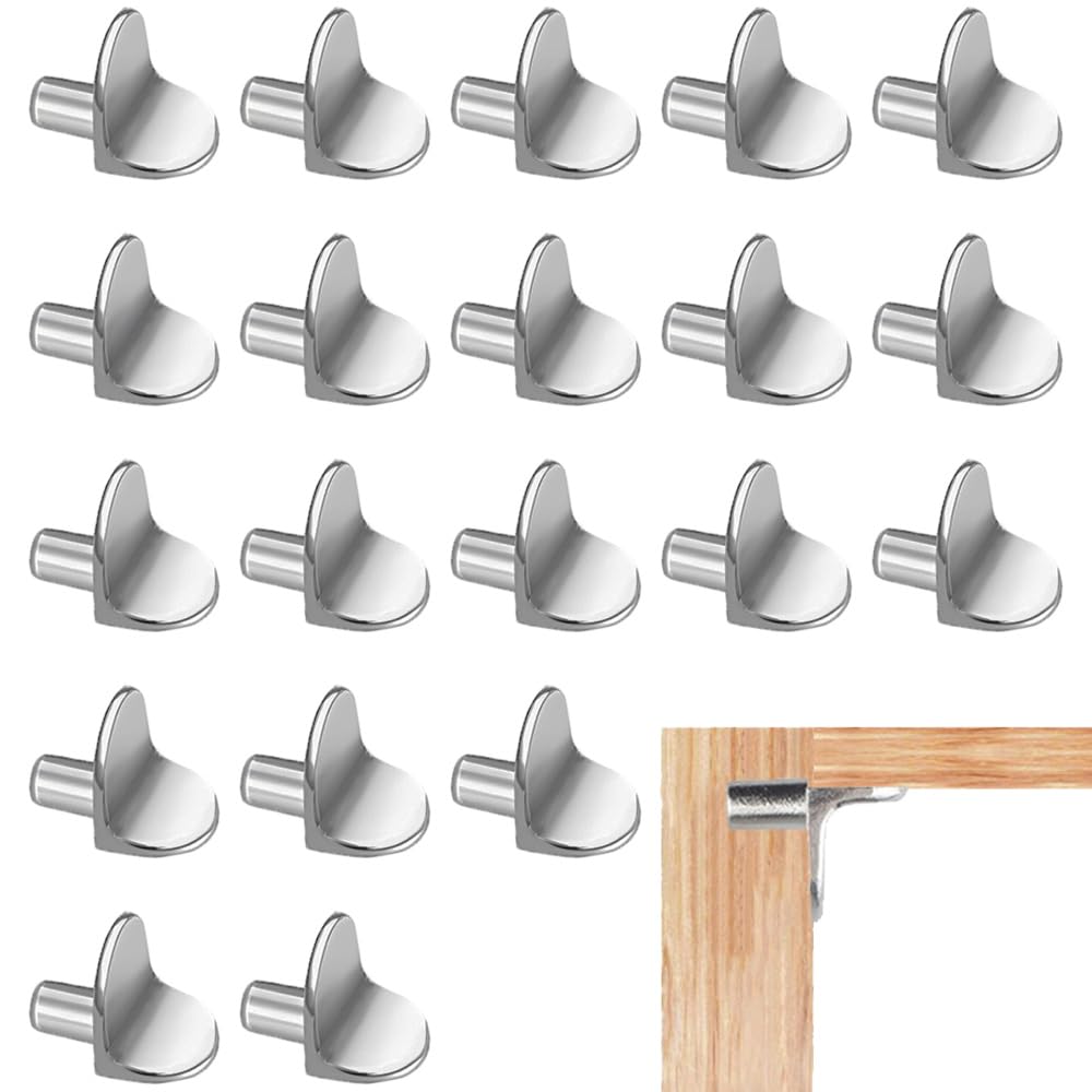 20 Pcs Shelf Support Pegs - L-Shaped Shelf Pegs 5mm Solid Alloy Metal Shelf Support Pegs Silver Shelf Brackets Pegs Shelf Pins for Cupboard Bookshelf Cabinet Wardrobe Support-image-26