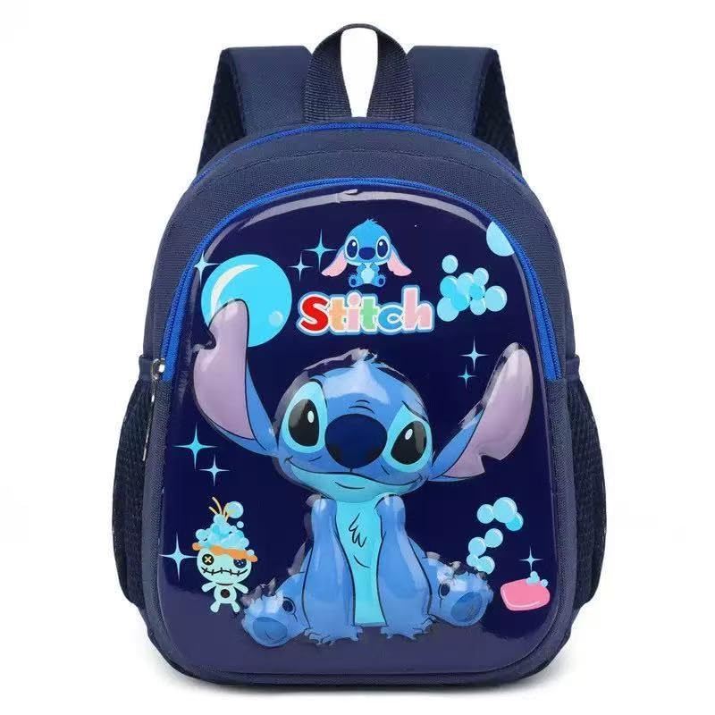 trettitre Cute Cartoon Backpack for Students Casual Travel Schoolbag for Boys and Girls School Season Backpack (Blue Stitch)