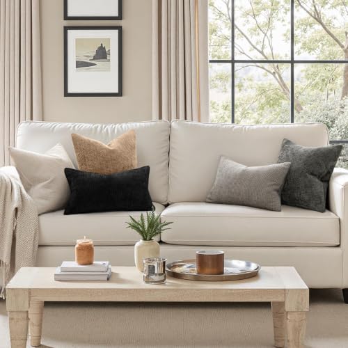 Image of MIULEE Pack of 2 Couch Throw Pillow Covers 18x18 Inch Khaki Camel Modern Boho Accent Decorative Pillow Covers Soft Chenille Farmhouse Cushion Covers for Home Decor Bed Sofa Living Room