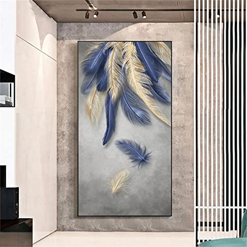 Grand diamond painting plume pour décorer un salon contemporain
